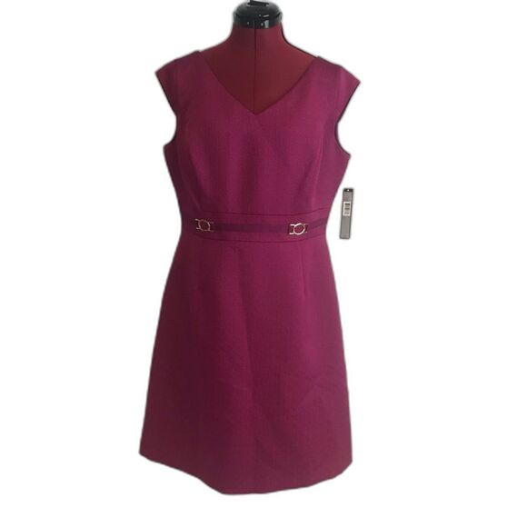 Tahari ASL Fuchsia Sheath Dress V-Neck Sleeveless Women's Size 12 NWT - Picture 9 of 9